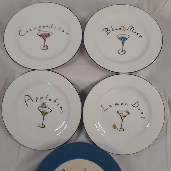 Pottery Barn Martini Cocktail Plates - Set of 4 - Picture 4 of 10